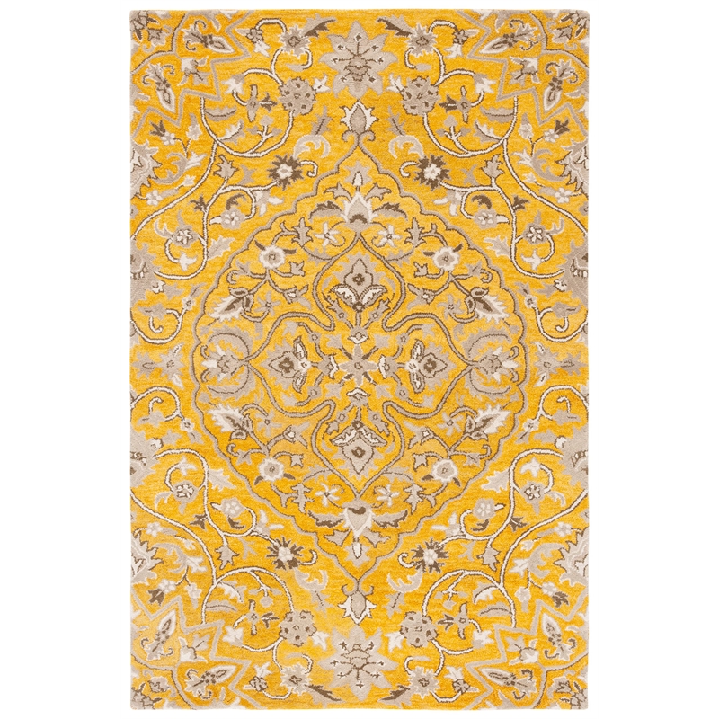 Safavieh Bella 4' X 6' Hand Tufted Wool Pile Rug in Gold and Taupe