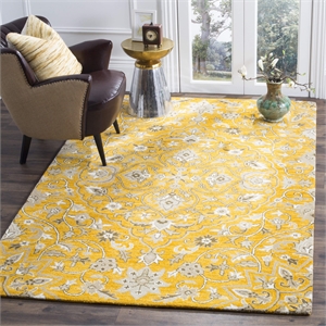 Safavieh Bella 5' Square Hand Tufted Wool Rug in Gold and Taupe