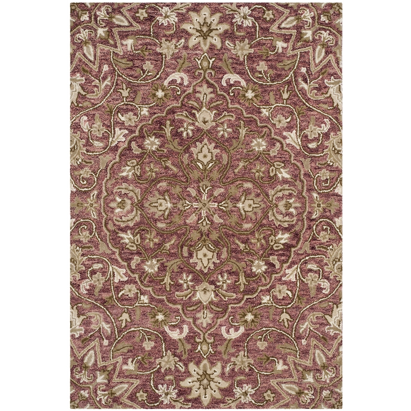 Safavieh Bella 4' X 6' Hand Tufted Wool Pile Rug in Rose and Taupe