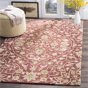 Safavieh Bella 5' Square Hand Tufted Wool Rug in Rose and Taupe