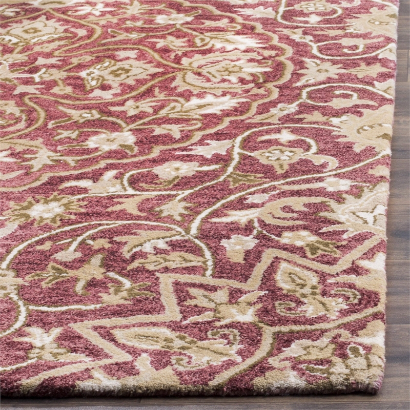 Safavieh Bella 5' Square Hand Tufted Wool Rug in Rose and Taupe