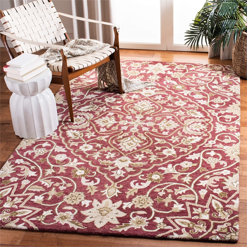 Safavieh Bella 6' X 9' Hand Tufted Wool Pile Rug in Rose and Taupe