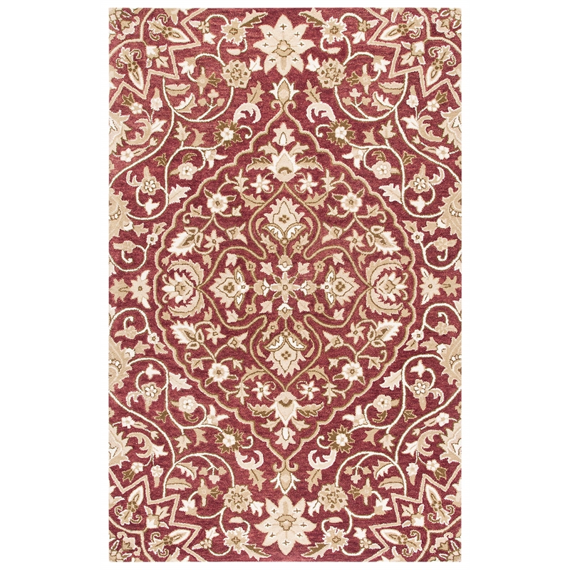 Safavieh Bella 6' X 9' Hand Tufted Wool Pile Rug in Rose and Taupe