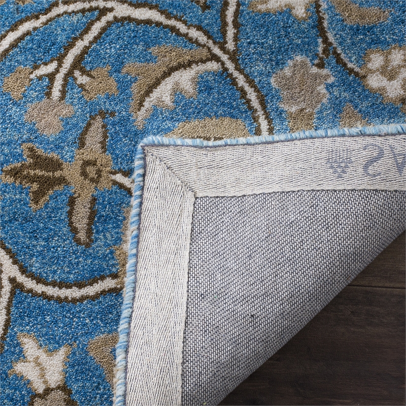 Safavieh Bella 5' Square Hand Tufted Wool Rug in Blue and Taupe