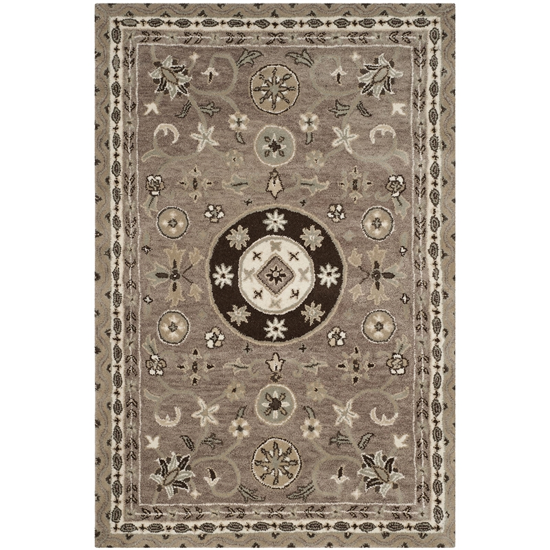 Safavieh Bella 4' X 6' Hand Tufted Wool Rug in Taupe and Light Gray