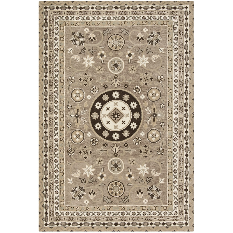 Safavieh Bella 6' X 9' Hand Tufted Wool Rug in Taupe and Light Gray
