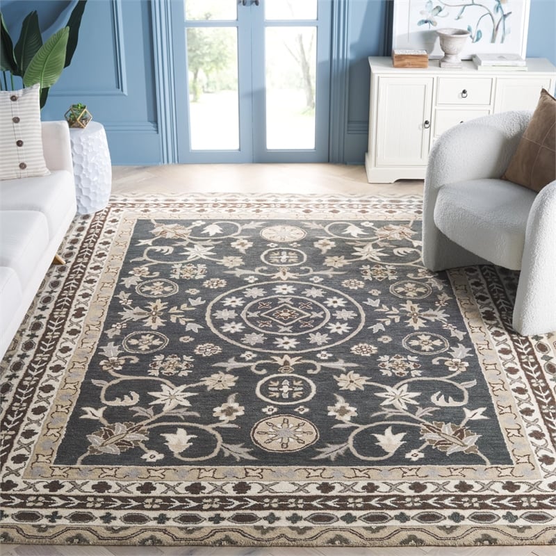 Safavieh Bella 8' X 10' Hand Tufted Wool Rug in Taupe and Light Gray
