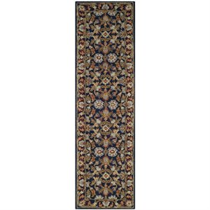 Safavieh Blossom 2'3&quot X 8' Hand Hooked Wool Rug in Navy