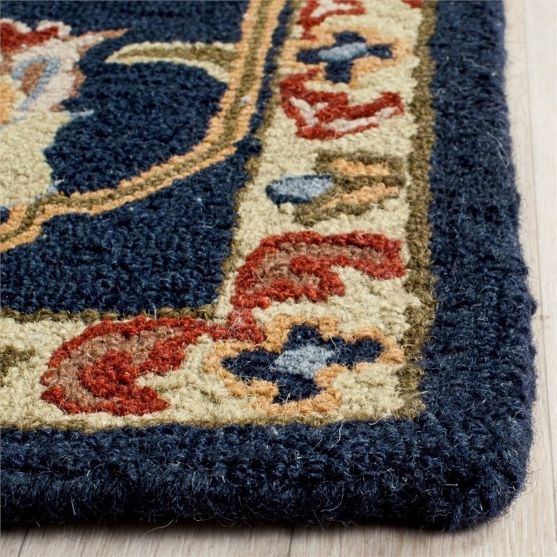 Safavieh Blossom 4' X 6' Hand Hooked Wool Rug in Navy