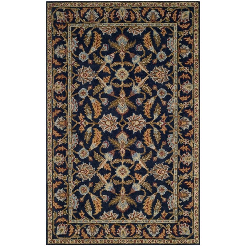 Safavieh Blossom 5' X 8' Hand Hooked Wool Rug in Navy