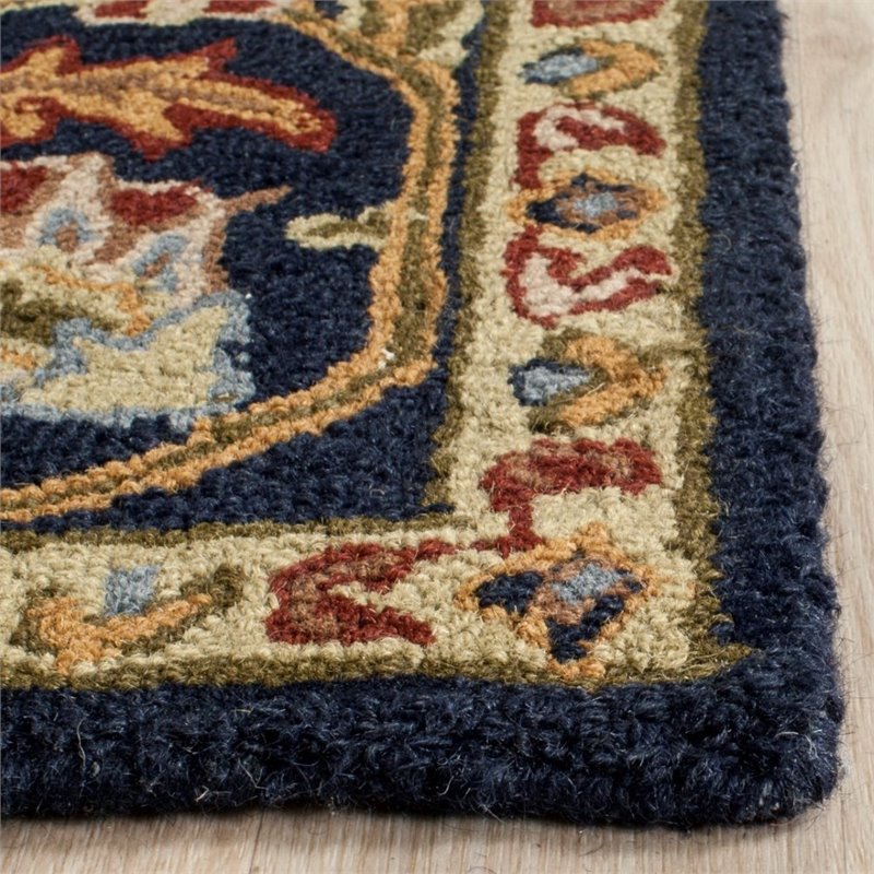 Safavieh Blossom 5' X 8' Hand Hooked Wool Rug in Navy