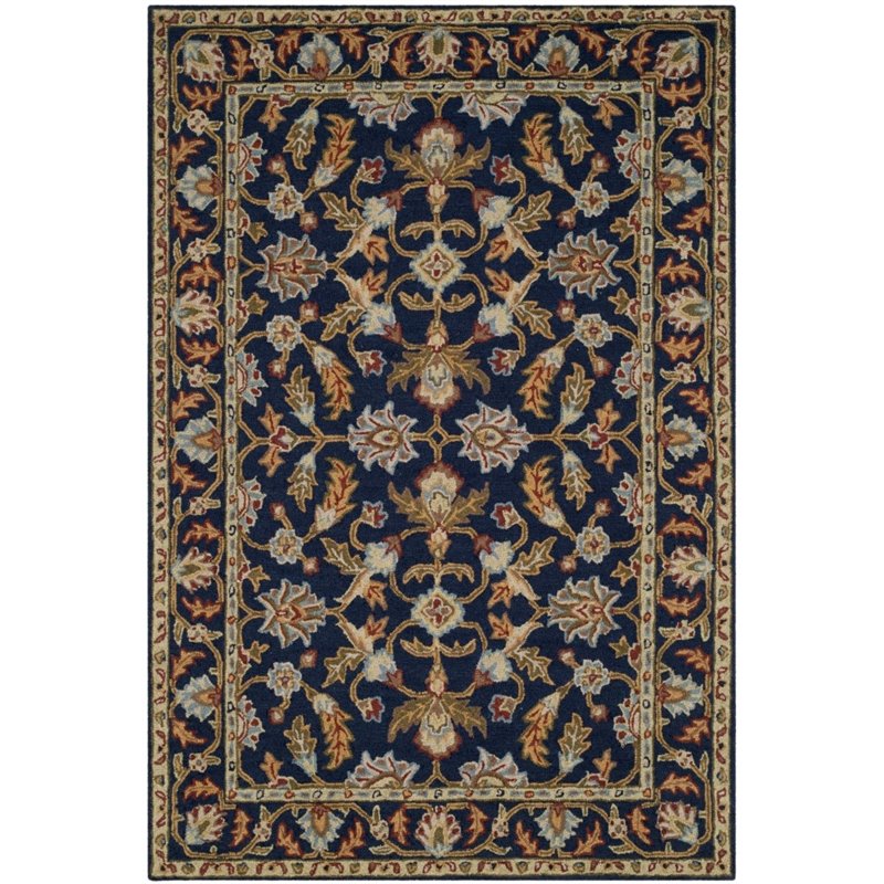 Safavieh Blossom 8' X 10' Hand Hooked Wool Rug in Navy