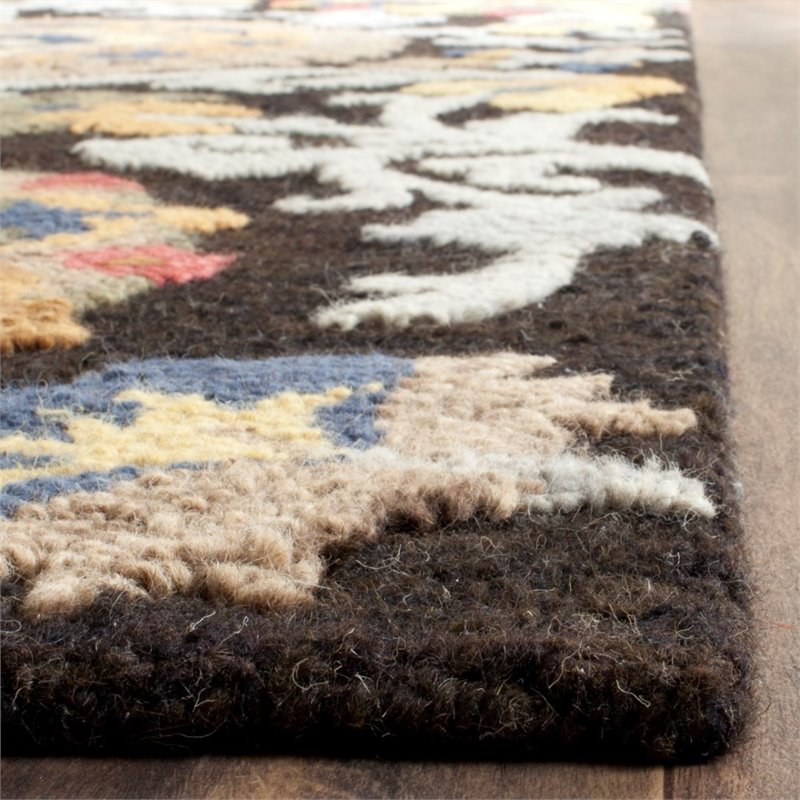 Safavieh Blossom 4' X 6' Hand Hooked Wool Rug in Charcoal