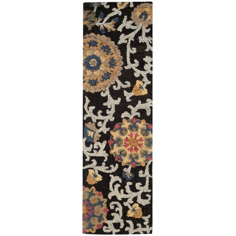 Safavieh Blossom 4' X 6' Hand Hooked Wool Rug in Charcoal