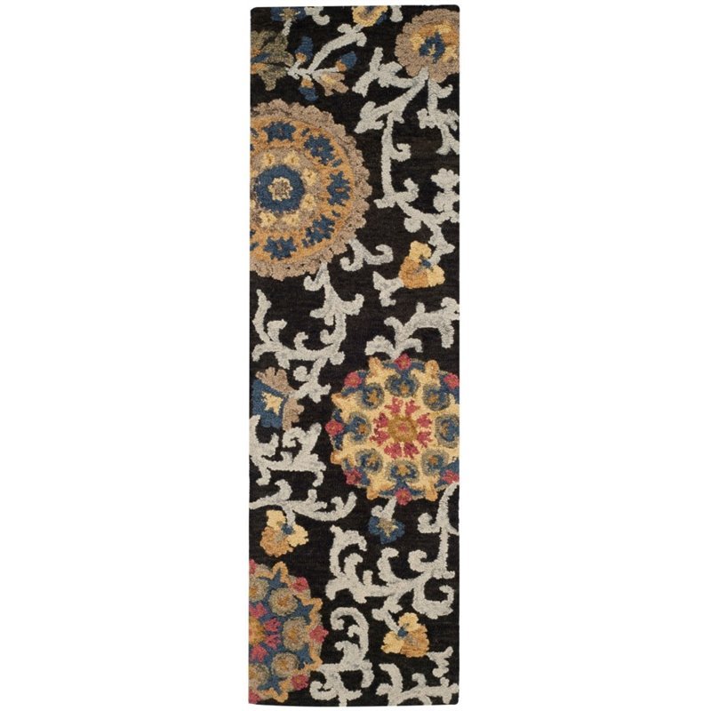 Safavieh Blossom 5' X 8' Hand Hooked Wool Rug in Charcoal