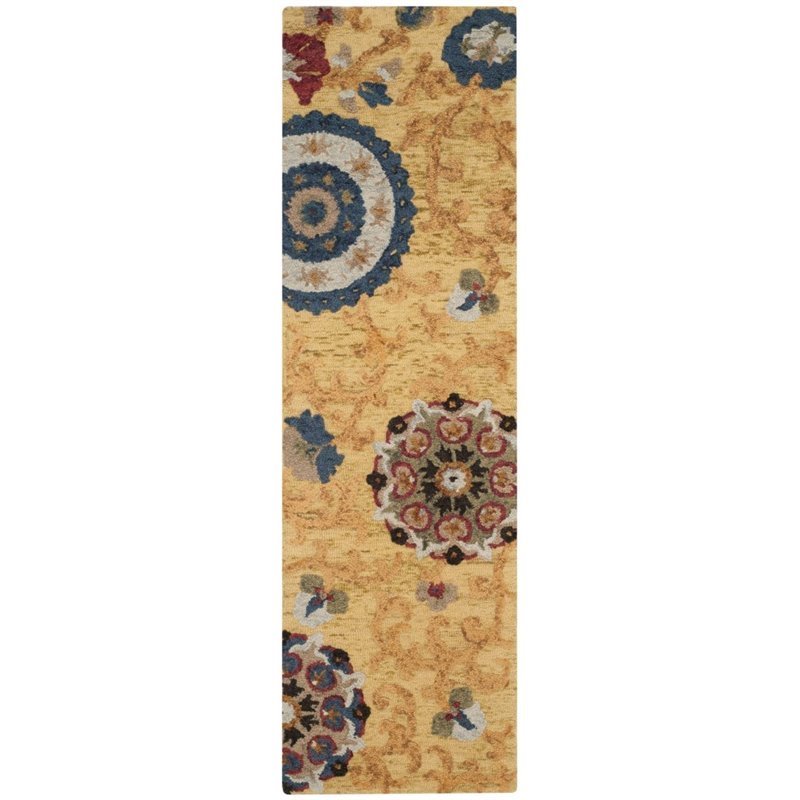 Safavieh Blossom 4' X 6' Hand Hooked Wool Rug in Gold