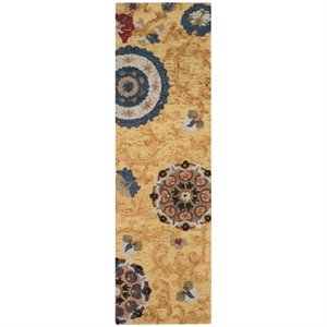 Safavieh Blossom 8' X 10' Hand Hooked Wool Rug in Gold