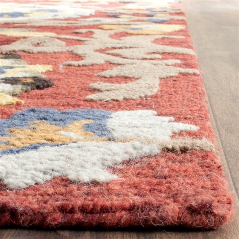 Safavieh Blossom 4' X 6' Hand Hooked Wool Rug in Red