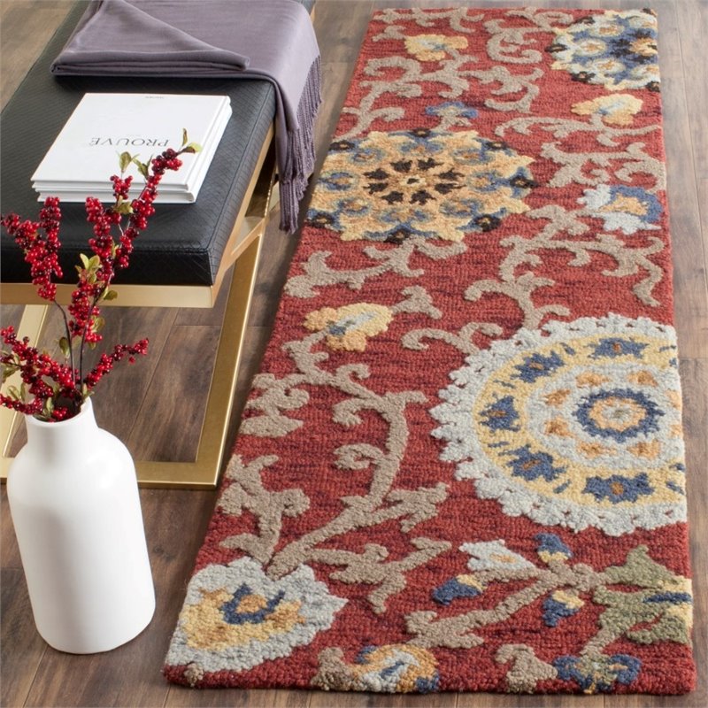 Safavieh Blossom 5' X 8' Hand Hooked Wool Rug in Red