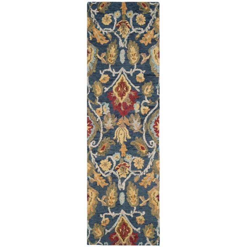 Safavieh Blossom 4' X 6' Hand Hooked Wool Rug in Navy