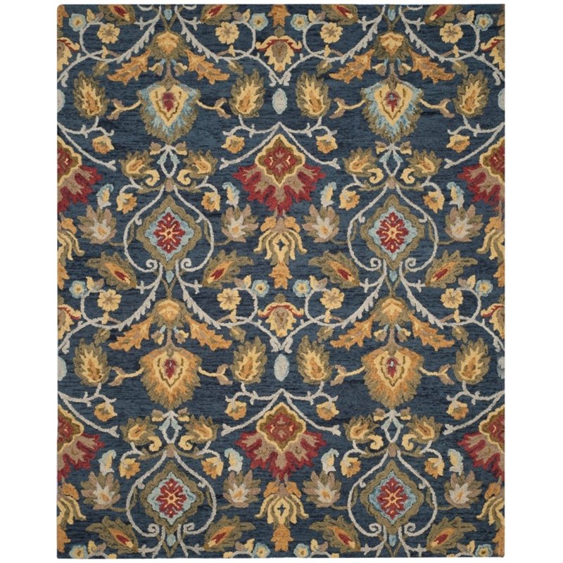 Safavieh Blossom 5' X 8' Hand Hooked Wool Rug in Navy