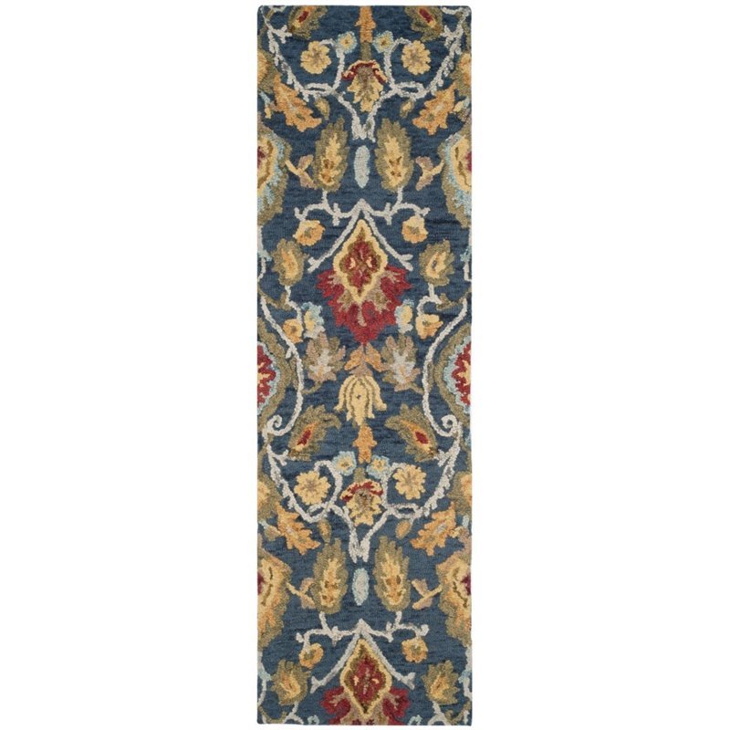 Safavieh Blossom 5' X 8' Hand Hooked Wool Rug in Navy