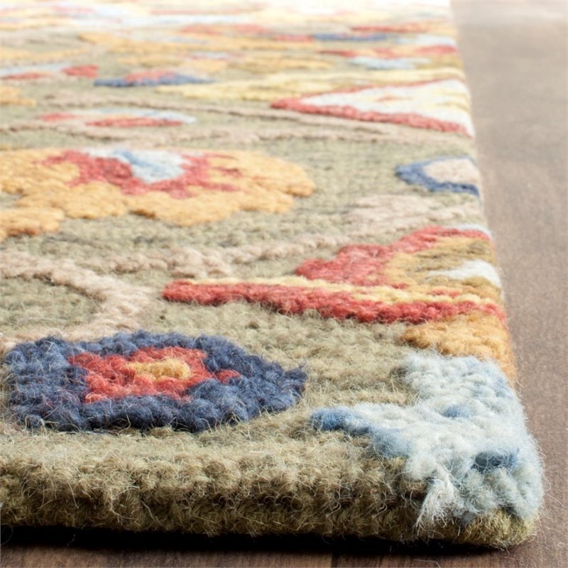 Safavieh Blossom 4' X 6' Hand Hooked Wool Rug in Green
