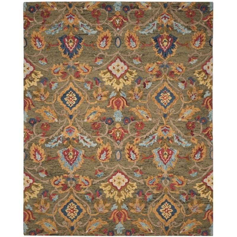 Safavieh Blossom 5' X 8' Hand Hooked Wool Rug in Green
