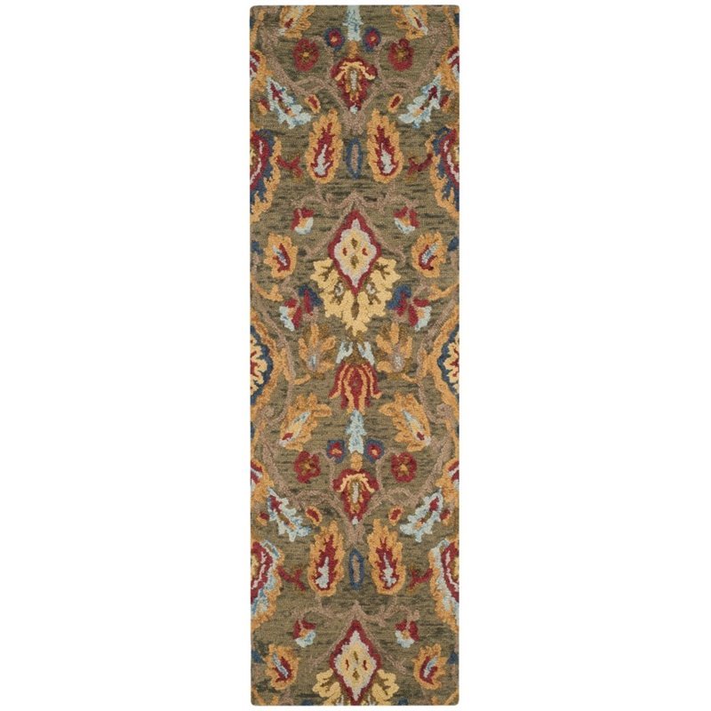 Safavieh Blossom 5' X 8' Hand Hooked Wool Rug in Green