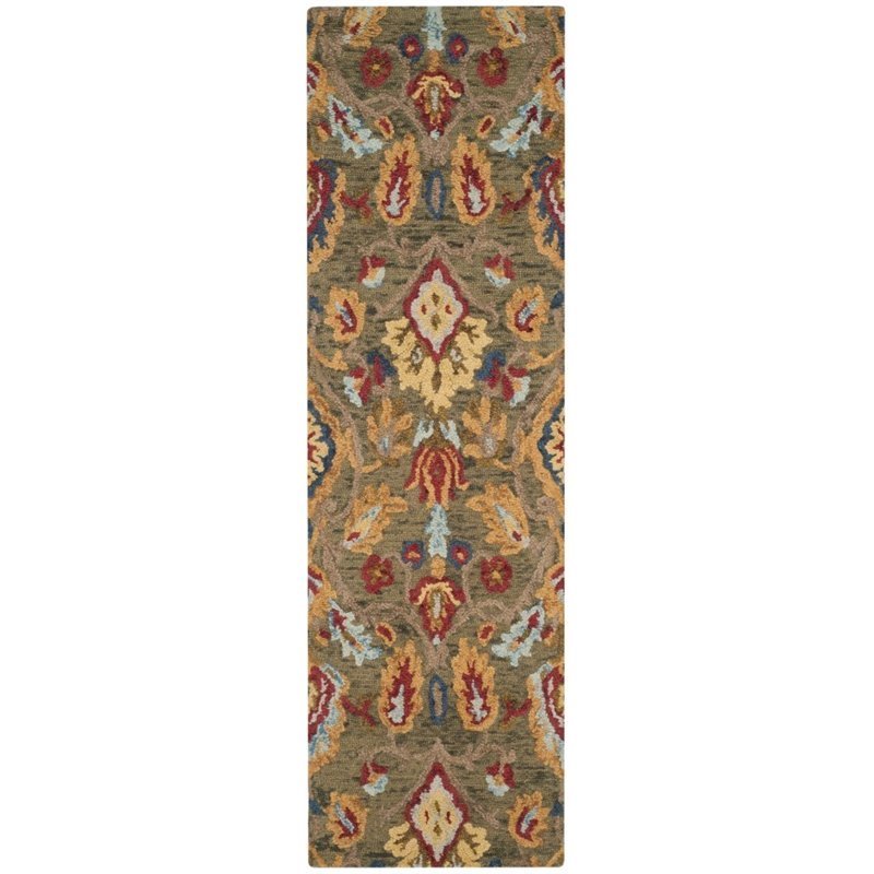 Safavieh Blossom 8' X 10' Hand Hooked Wool Rug in Green