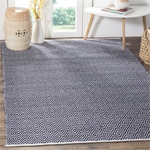 Safavieh Boston 4' Square Hand Woven Cotton Pile Rug in Navy