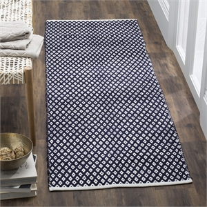 Safavieh Boston 2'3&quot X 11' Hand Woven Cotton Pile Rug in Navy