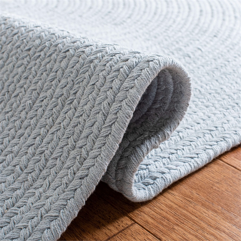 Safavieh Braided 9' X 12' Oval Hand Woven Cotton Rug in Light Blue