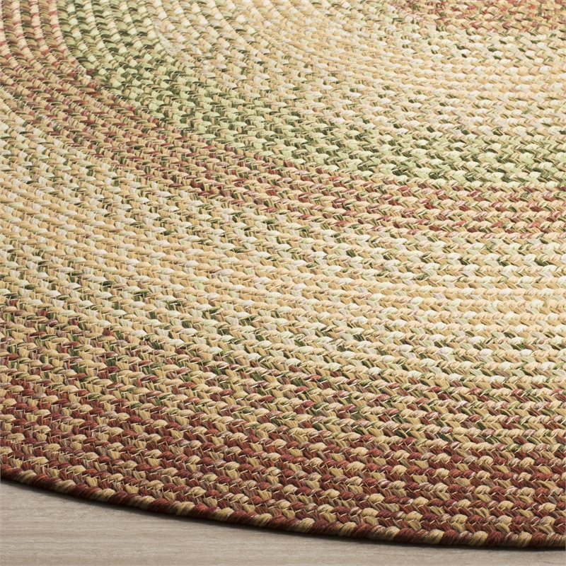 Safavieh Braided 4' Round Hand Woven Polypropylene Rug in Rust