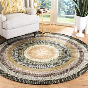 Safavieh Braided 4' Round Hand Woven Polypropylene Rug in Blue