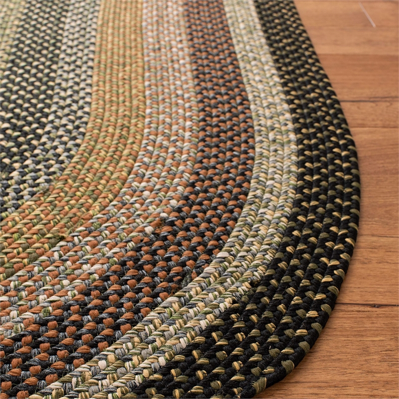 Safavieh Braided 4' Round Hand Woven Polypropylene Rug in Blue