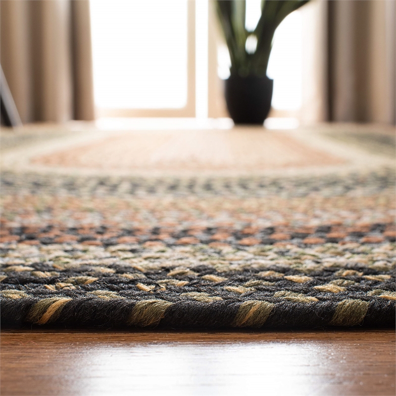 Safavieh Braided 4' Round Hand Woven Polypropylene Rug in Blue