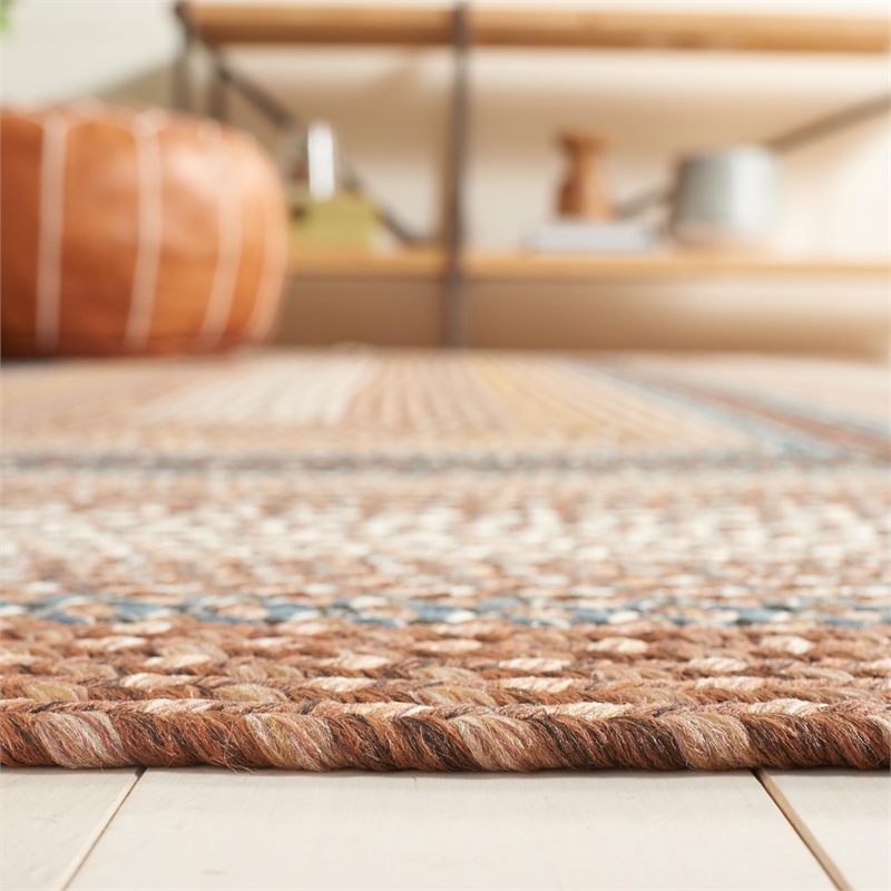 Safavieh Braided 4' Round Hand Woven Polypropylene Rug in Brown