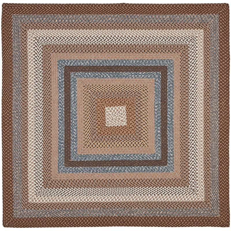 Safavieh Braided 4' Square Hand Woven Polypropylene Rug in Brown