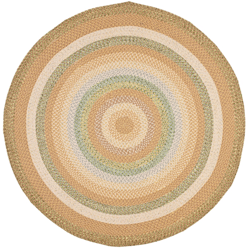 Safavieh Braided 4' Round Hand Woven Polypropylene Rug in Tan