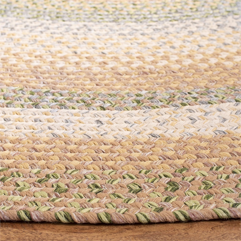 Safavieh Braided 4' Round Hand Woven Polypropylene Rug in Tan