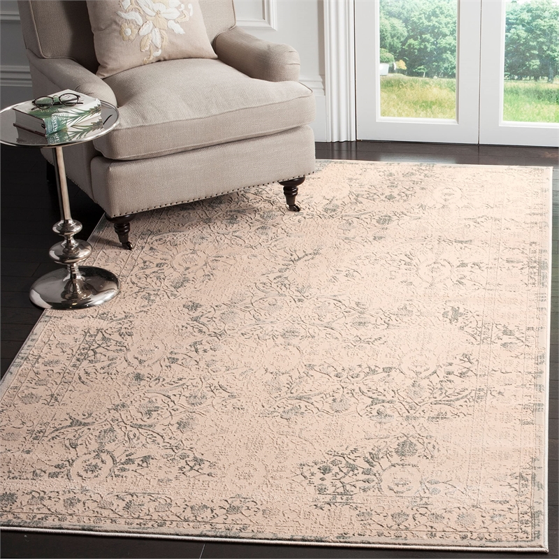 Safavieh Brilliance 4' X 6' Power Loomed Rug in Cream and Light Blue