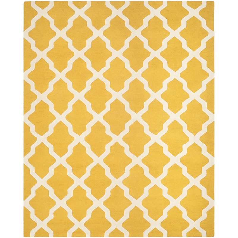 Safavieh Cambridge 8' X 10' Hand Tufted Wool Rug in Gold and Ivory