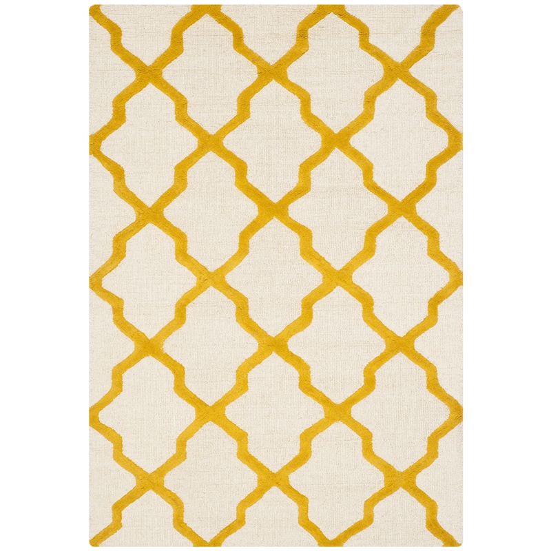 Safavieh Cambridge 4' X 6' Hand Tufted Wool Rug in Ivory and Gold
