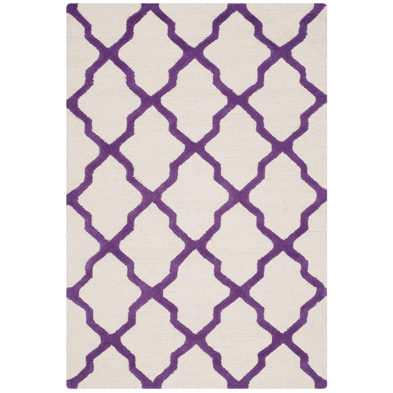 Safavieh Cambridge 4' X 6' Hand Tufted Wool Rug in Ivory and Purple
