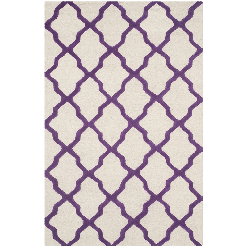 Safavieh Cambridge 5' X 8' Hand Tufted Wool Rug in Ivory and Purple