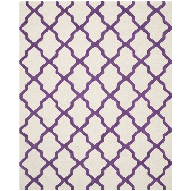 Safavieh Cambridge 8' X 10' Hand Tufted Wool Rug in Ivory and Purple