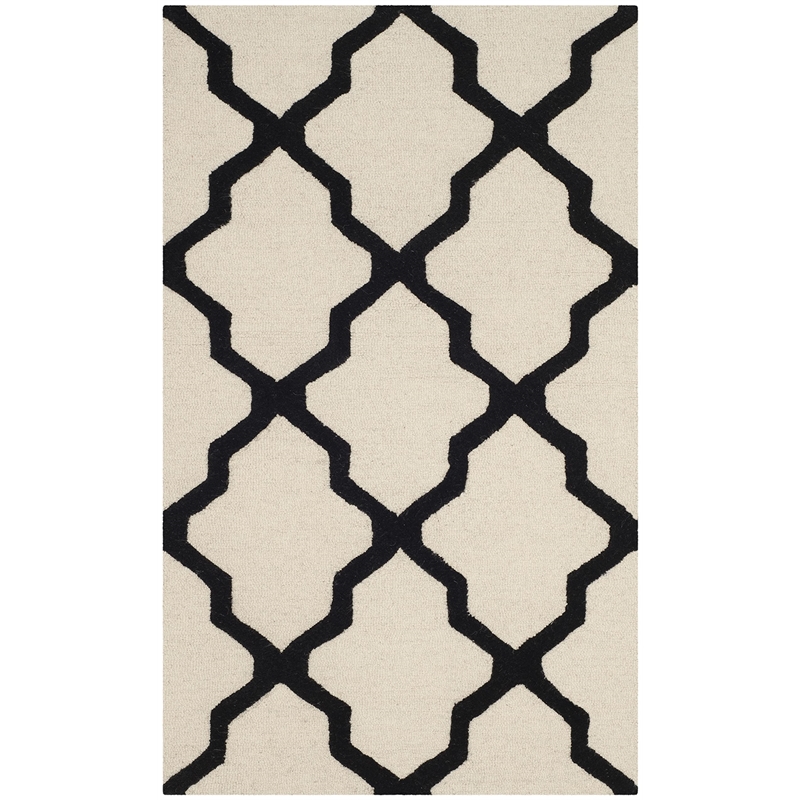 Safavieh Cambridge 3' X 5' Hand Tufted Wool Rug in Ivory and Black
