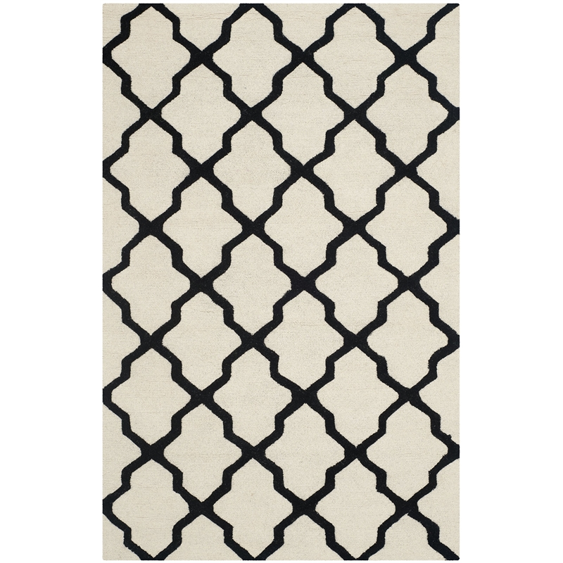 Safavieh Cambridge 6' X 9' Hand Tufted Wool Rug in Ivory and Black