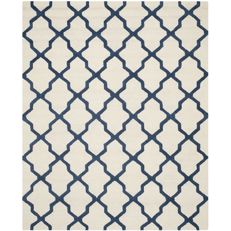 Safavieh Cambridge 8' X 10' Hand Tufted Wool Rug in Ivory and Navy
